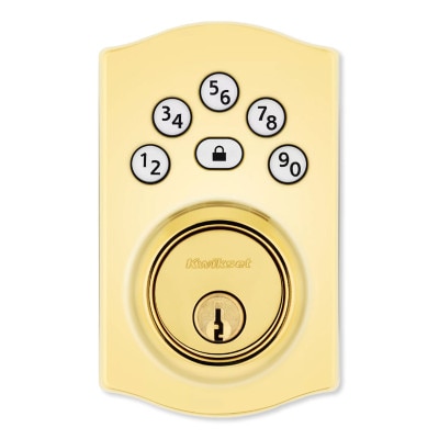 Kwikset Powerbolt 240 Traditional Keypad Electronic Lock, Lifetime Polished Brass